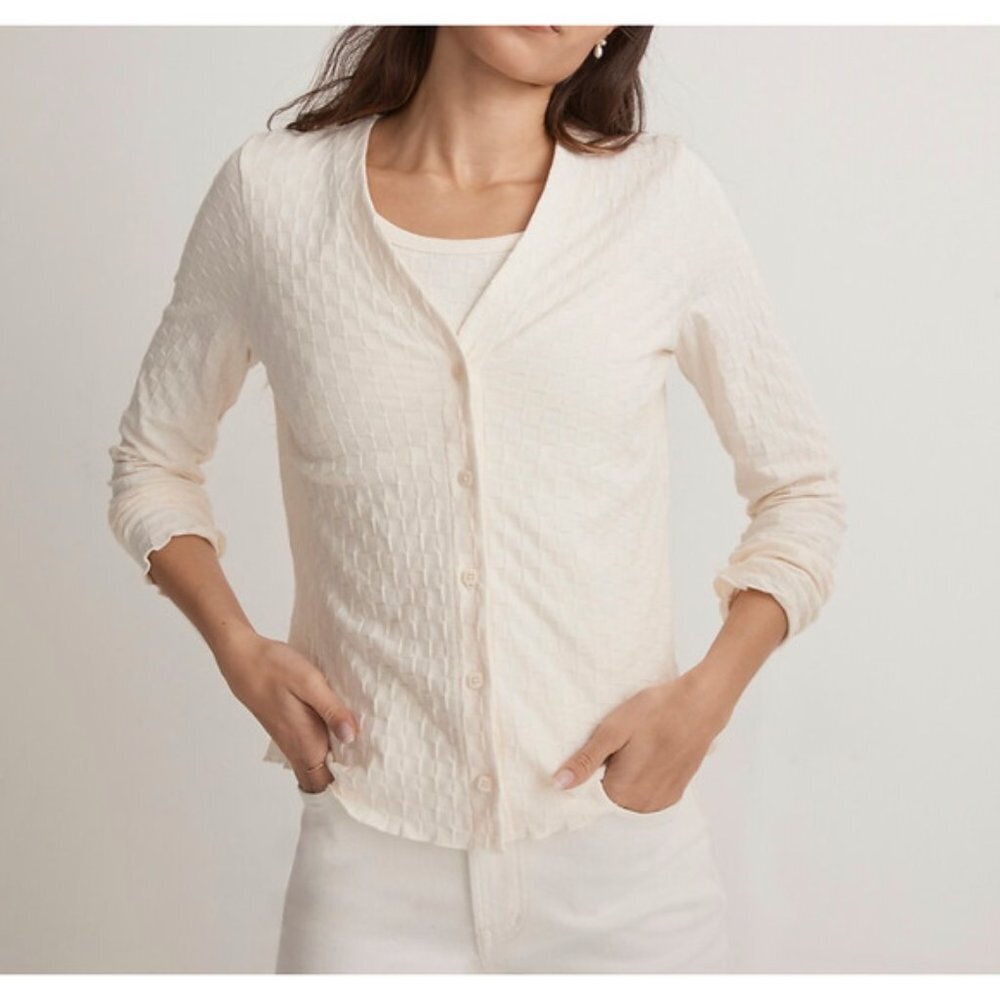 Madewell V-Neck Cardigan in Checkerboard‎ Jacquard XS